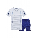 Guys Modern Co-ords Color Block Short Sleeves V-Neck Tee Shirt & Mid Waist Shorts Co-ords
