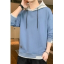 Popular Guys Hoodie Fake Two Pieces Double Layers Designed Long Sleeve Relaxed Hooded Hoodie
