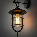 Industrial Style Caged Shade Wall Lamp Glass 1 Light Wall Light in Bedroom