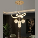 Modern Kitchen Pendant Light with Crystal Shade 5-Light LED Hanging Lamp in Third Gear Light