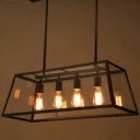 Trapezoid Chandelier Industrial Island Lighting Fixtures Black Kitchen 4 Lights Pendant