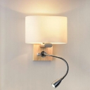 Rectangle Wall Sconce Light Modern White Glass 1 Head Bedroom Spotlight Reading Wall Lamp in Wood