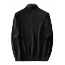 Fashion Sweater Plain Ribbed Trim Long-sleeved Mock Collar Baggy Pullover Sweater For Teenagers