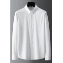 Hot Guys Shirt Stripe Pattern Button Placket Turn-Down Collar Regular Fit Long Sleeves Shirt