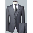 Novelty Guy's Suit Pure Color Pocket Front Lapel Collar Long Sleeve Slimming Button Up with Pants Blazer Set
