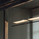 Linear Metallic Island Light Fixture Modernism LED Black-White Hanging Lamp Kit in Warm Light