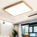 Modernist Wooden Flush Mount LED Light Acrylic Shade Close to Ceiling Lamp for Sitting Room