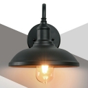 Industrial Vintage Barn Shaped Wall Light Metal 1 Light Wall Lamp in Black