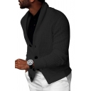Men Edgy Cardigan Solid Color V-Neck Button up Rib Cuffs Long Sleeve Regular Fitted Cardigan