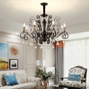 American Countryside Style Black Candlestick Chandelier Light Crystal Bedroom Down Lighting Pendant