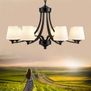 Simple American Style Chandelier 6 Head Glass Ceiling Chandelier for Bar Bedroom Dining Room Hotel Room Cafe