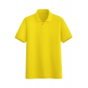 Casual Guys Solid Color Polos Short-Sleeved Turn Down Collar Regular Fit Polo Shirt
