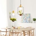 Industrial Square Shade Pendant Light 1 Light Plants Decorative Hanging Lamp  for Coffee Shop and Restaurant, without Plants