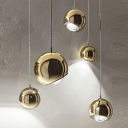 Postmodern Style Globe Hanging Light Platting Metal Acrylic LED Pendant Light for Bedside Bar