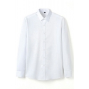 Cool Guys Shirt Whole Colored Button Placket Turn-Down Collar Fit Long Sleeves Shirt