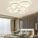 Modern Style Ring Shaped Semi Flush Mount Light Acrylic 8 Light Ceiling Light for Bedroom