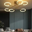 Contemporary Style Gold Circle Semi Flush Ceiling Light LED Living Room Flush Mount Light Fixtures