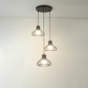 Industrial Style Cage Shaped Multi-Light Pendant Light Metal 3 Light Hanging Lamp
