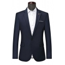 Daily Mens Jacket Suit Solid Color Long Sleeves Single Button Slim Fit Suit with Pocket