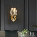 Bell Shade Crystal Wall Sconce 1 Light Modern Stylish Wall Lamp in Brass for Living Room