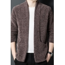 Mens Basic Cardigan Sweater Solid Color Long-Sleeved Regular Fit Cardigan Sweater