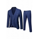 Vintage Mens Suit Jacket Solid Color Long Sleeve Lapel Collar Button Placket Slim Fit Suit Jacket with Pockets