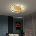 Semicicle Ceiling Light Acrylic Shade Minimalism LED Dining Room Flush-mount Lamp with Feather pattern