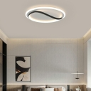 Modern Round Acrylic Flush Mount Light Black LED Ceiling Lamp Fixture for Sleeping Room