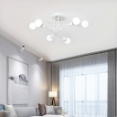 Modern Metallic 6 Lights Starburst Semi Flushmount with Open Bulb Ceiling Flush Mount for Living Room