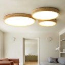 Nordic Circle Flush Ceiling Light Wooden Bedroom 2.5