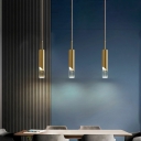 3 Lights LED Pendant Light Metal Acrylic Cylinder Hanging Light for Dinning Room