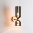 Cylinder Wall Lighting Post-Modern Style Glass 2 Lights Bedroom Wall Lamp for Bedroom
