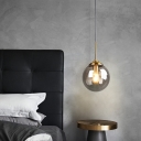 Modern and Simple Hanging Light Retro Glass Globe LED Pendant Light for Bedside Kitchen