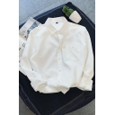 Vintage Mens Shirt Solid Color Long-Sleeved Button Closure Pointed Collar Regular Fit Shirt
