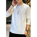 Dashing T-Shirt Plain Round Neck Long-Sleeved Fitted T-Shirt for Men