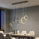 Modern Style Simple Ring Shaped Island Pendant Metal 6 Light Island Light for Restaurant