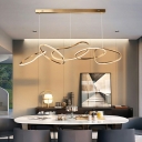 Circle Island Light Fixture 5 Lights Dimmable Modern Stainless Shade Hanging Ceiling Light for Kitchen