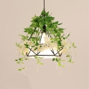 Industrial Caged Pendant Light Metal 1 Light Plants Decorative Hanging Lamp for Coffee Shop and Restaurant