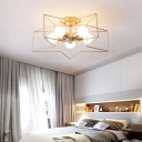Industrial Metal Flush Ceiling Light Fixtures Star Sitting Room Ceiling Mounted Light