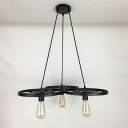 Industrial Style Wheel Shaped Multi-Light Pendant Light Metal 3 Light Hanging Lamp
