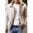 Boys Edgy Jacket Pure Color Long Sleeve Fleece Collar Regular Fitted Zip Placket Coat