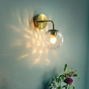 Industrial Vintage Globe Shaped Wall Sconce Glass 1 Light Wall Lamp for Bedroom
