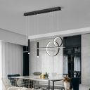 Contemporary Metal Island Lamp 39.5 Inchs Length White Light Hanging Ceiling Light