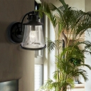 Industrial Style Black Cone Shaped Wall Mount Light 1 Head Clear Glass Wall Sconce Light for Corridor Aisle