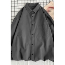 Chic Shirt Pure Color Button Down Long Sleeves Loose Fitted Shirt for Men