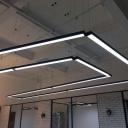 Linear Modern Style Pendant Light Acrylic Metal LED Hanging Light for Office Factory