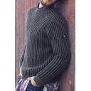Urban Men's Sweater Pure Color Round Neck Long-Sleeved Regular Fitted Pullover Sweater
