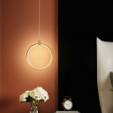 Modern Style Simple Hanging Light Platting Metal Circle LED Pendant Light for Bedside