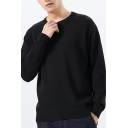 Basic Sweater Whole Colored Long Sleeves Round Neck Regular Fitted Pullover Sweater for Men