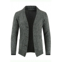 Cool Guys Cardigan Solid V-Neck Button Placket Pocket Long Sleeves Cardigan